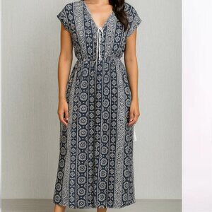 Urban Girl’s Navy Blue Patterned Midi Dress